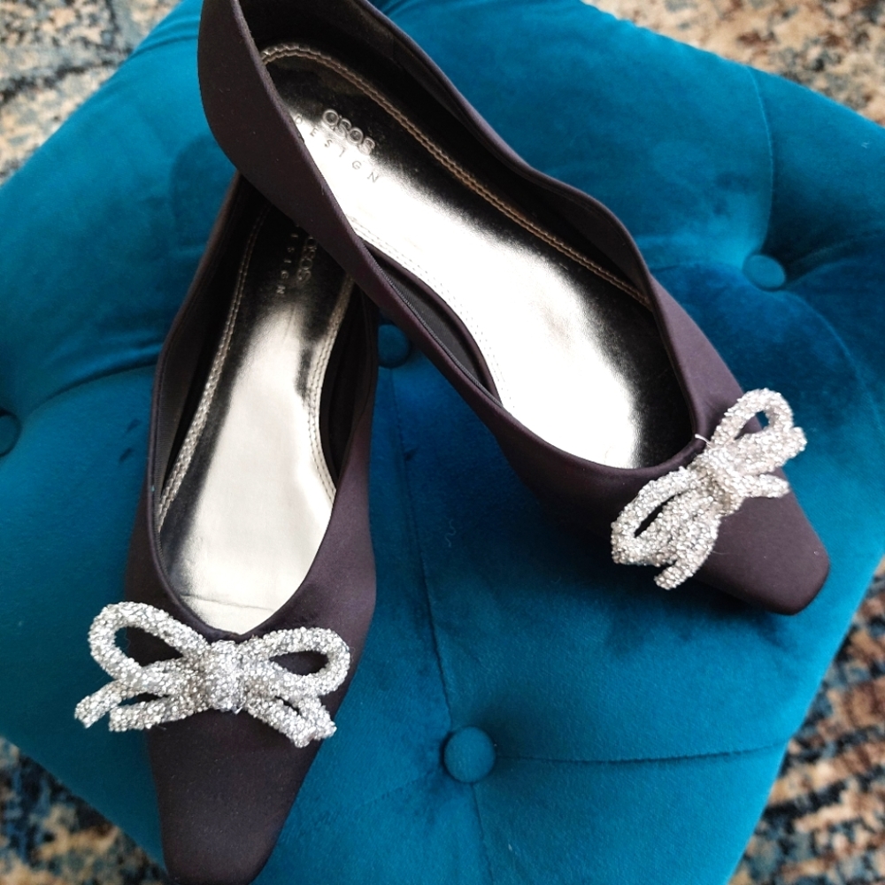 ASOS BLACK SATIN FLATS SIZE 7M